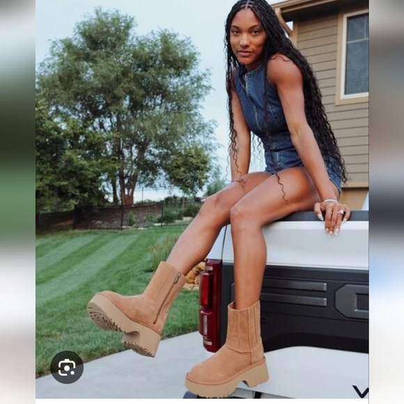 NWOT Ugg Twin Seam New Heights Suede Boots- Chestnut Color- Sold Out Style - Picture 10 of 12